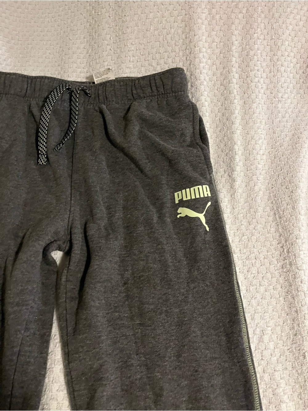 Puma Kids Dark Gray Joggers with Lime Logo